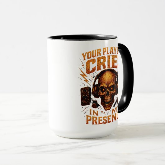 Your Playlist Cries Skull Headphone Music Mok (Voorkant rechts)