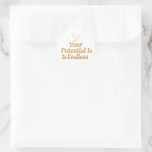 Your Potential Is Endless Dove Gold Motivation Ronde Sticker (Tas)