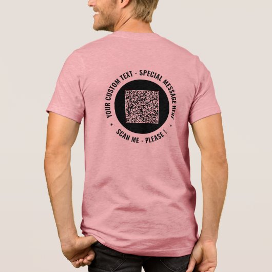 Your QR Code and Custom Text Personalized Tri-Blend Shirt (Achterkant)