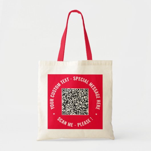 Your QR Code and Custom Text Tote Bag Example (Voorkant)