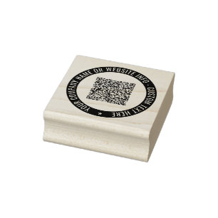 Your QR Code Custom Text Round Rubber Stamp Rubberstempel