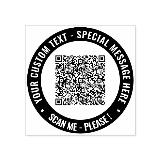 Your QR Code Custom Text Round Rubber Stamp Rubberstempel (Afrduk)