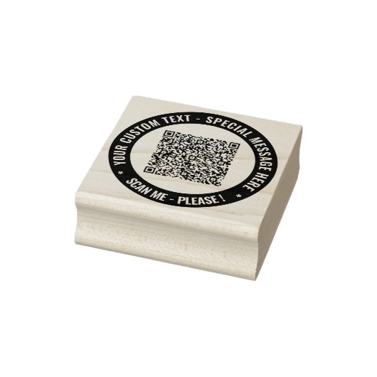 Your QR Code Custom Text Round Rubber Stamp Rubberstempel (Stempel)