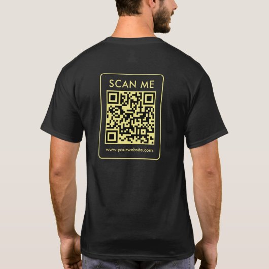 Your QR Code Gold Text Mens Double Sided Print T-shirt (Achterkant)