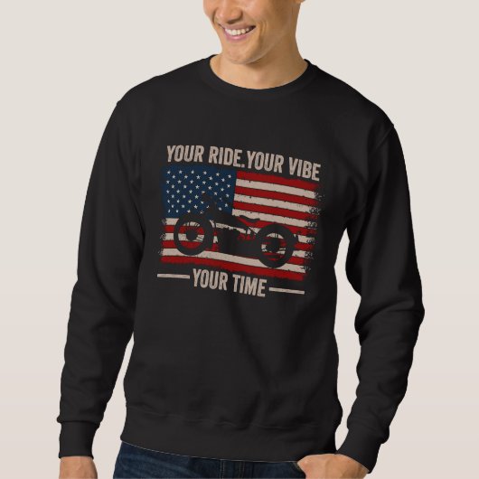 Your Ride Your Vibe Your Time Cruiser American Fla Trui (Voorkant)