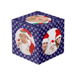 Your Round Photos Santa Baby Blue & Snowflakes Kubus