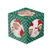 Your Round Photos Santa Baby Green & Snowflakes Kubus (Achter hoekig)