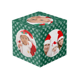 Your Round Photos Santa Baby Green & Snowflakes Kubus
