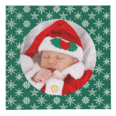 Your Round Photos Santa Baby Green & Snowflakes Kubus (Voorkant)