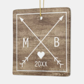 Your Rustic Elegant Monogrammed Love Heart Arrows Keramisch Ornament (Links)