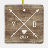 Your Rustic Elegant Monogrammed Love Heart Arrows Keramisch Ornament (Voorkant)