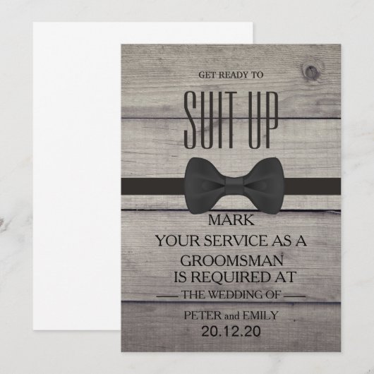 Your Service as a Groomsman Invitation Kaart (Voorkant / Achterkant)