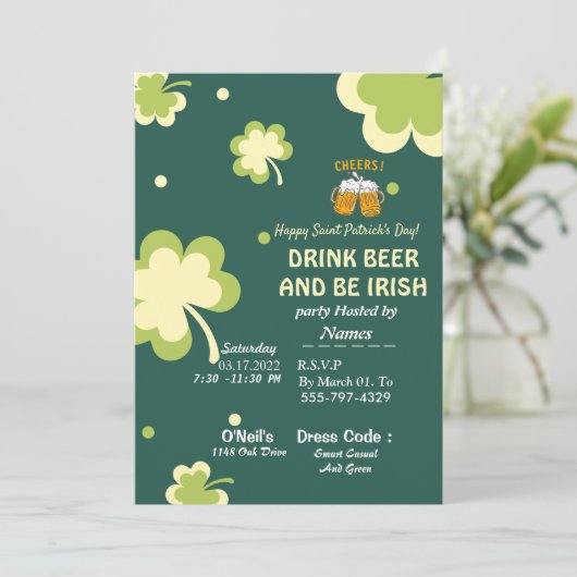 Your St. Patrick's Day party invitation card Save The Date (Staand voorkant)