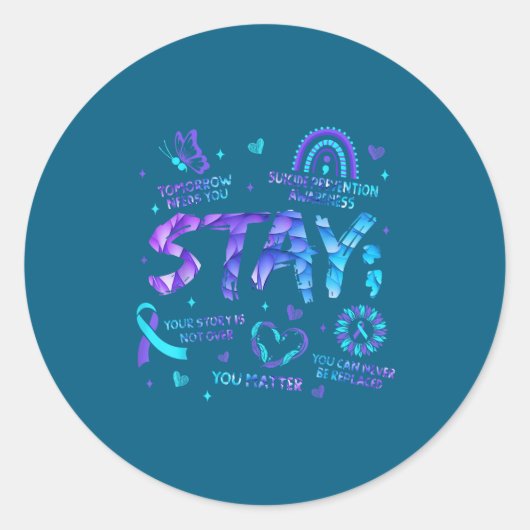Your Story Is Not Over Stay Suicide Prevention Awa Ronde Sticker (Voorkant)