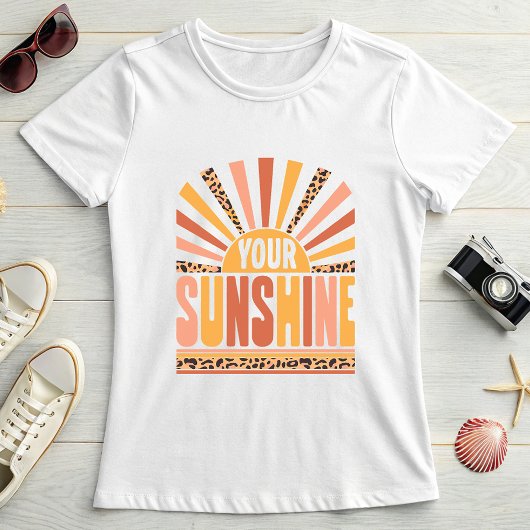 Your Sunshine Sunburst; Retro Leopard Summer T-shirt