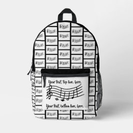 Your text on custom music notes backpacks. bedrukte rugzak