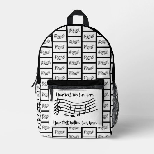 Your text on custom music notes backpacks. bedrukte rugzak (Voorkant)