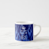 Your Text on Keep Calm on Navy Blue Racing Flames Espresso Kop (Rechts)