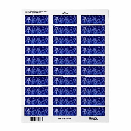 Your Text on Keep Calm on Navy Blue Racing Flames Etiket (Full Sheet)