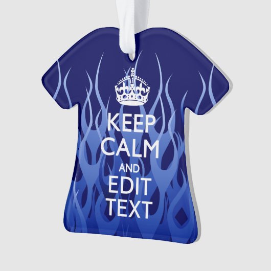 Your Text on Keep Calm on Navy Blue Racing Flames Ornament (voorkant)