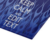 Your Text on Keep Calm on Navy Blue Racing Flames Snijplank (Hoek)