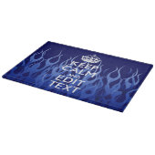 Your Text on Keep Calm on Navy Blue Racing Flames Snijplank (Hoek)