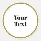 Your Text Template, white circle, black text, Ronde Sticker (Voorkant)