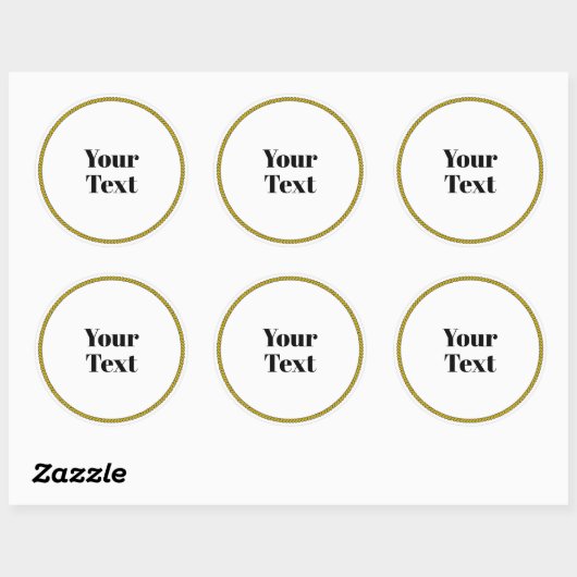 Your Text Template, white circle, black text, Ronde Sticker (Vel)