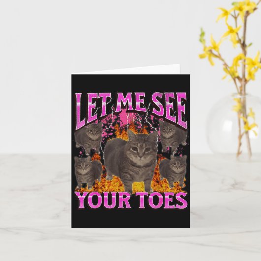 Your Toes Funny Cat Meme Bootleg Graphic Men Women Kaart (Gele Bloem)