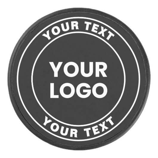 Your Uploaded Logo + Bold Circular Text Hockey Puck (Voorkant)