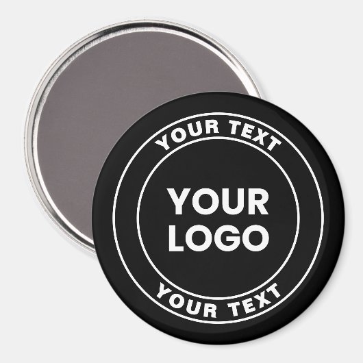 Your Uploaded Logo + Bold Circular Text Magneet (Voorkant / Achterkant)