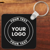 Your Uploaded Logo + Bold Circular Text  Sleutelhanger (Achterkant)