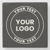 Your Uploaded Logo + Bold Circular Text  Stenen Onderzetter (Voorkant)