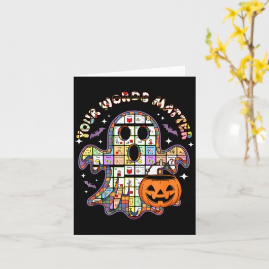 Your Word Slp Speech Therapy Aac Ghost Halloween  Kaart (Gele Bloem)