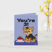 You're 3 Tiger Cub Happy Birthday Card Kaart (Gele Bloem)