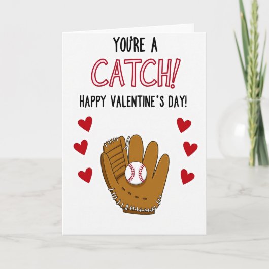Youre A Catch Baseball Valentines Card Kaart (Voorkant)