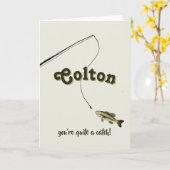 You're a Catch Green Fishing Valentine's Card Kaart (Gele Bloem)