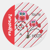 You're a Hoot Valentine Owl Ronde Sticker (Voorkant)