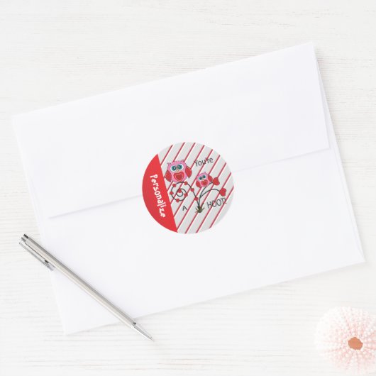 You're a Hoot Valentine Owl Ronde Sticker (Envelop)