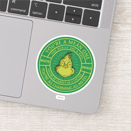 You're a Mean One Mister Grinch Badge Sticker (Detail)