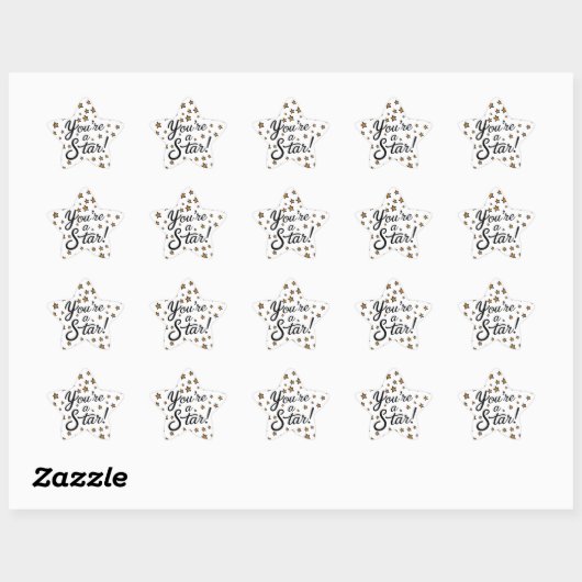 "You're a Star" Sticker – Gold Stars and Cursive (Vel)