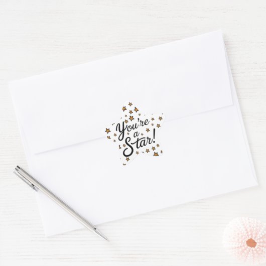 "You're a Star" Sticker – Gold Stars and Cursive (Envelop)
