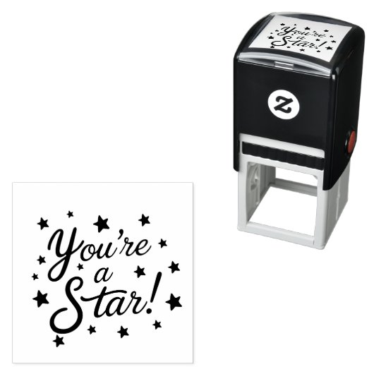 "You're a Star" Teacher Stamp – Cursive with Stars Zelfinktende Stempel (In situ)