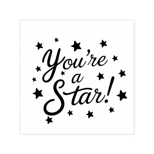 "You're a Star" Teacher Stamp – Cursive with Stars Zelfinktende Stempel (Design)