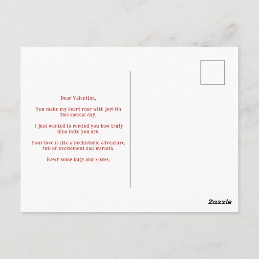 Youre Dinomite Valentijn Schattigee Dinosaur Liefd Briefkaart (Achterkant)
