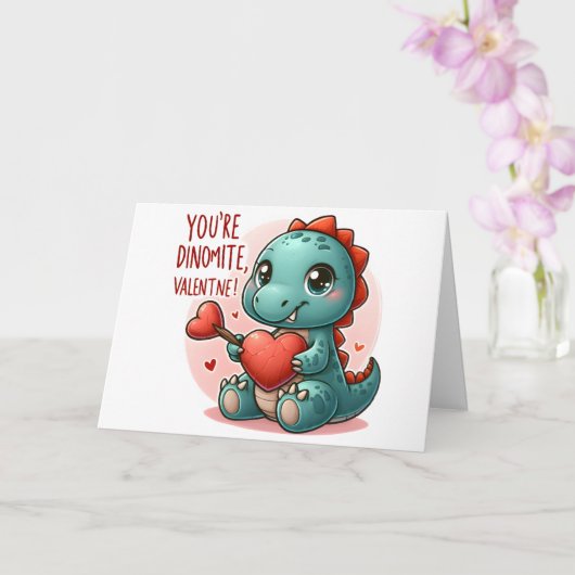 Youre Dinomite Valentijn Schattigee Dinosaur Liefd Kaart (Orchidee)