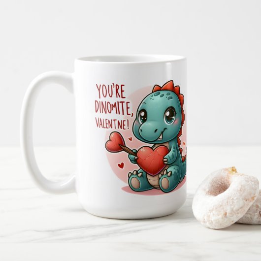 Youre Dinomite Valentijn Schattigee Dinosaur Liefd Koffiemok (Met donut)