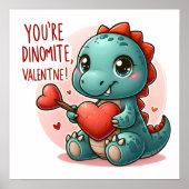 Youre Dinomite Valentijn Schattigee Dinosaur Liefd Poster (Voorkant)