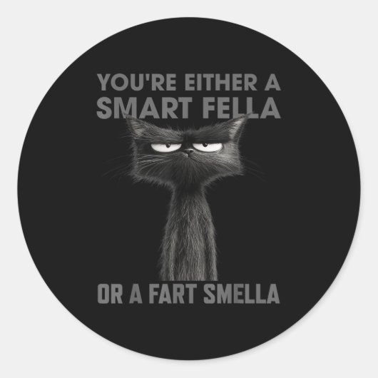 You're Either A Smart Fella Or A Fart Smella Funny Ronde Sticker (Voorkant)