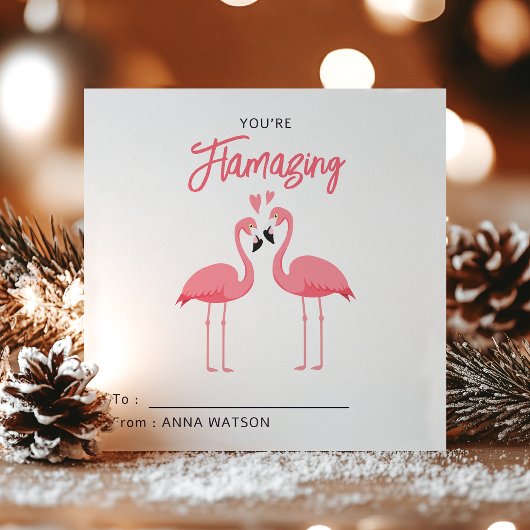 You're Flamazing | Flamingo Valentines Day Class Feestdagenkaart